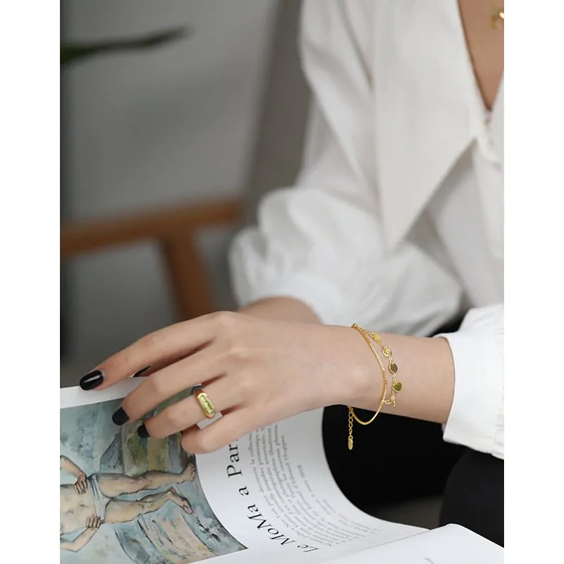 Double Layer Disc 925 Sterling Silver Bracelet - Image 4