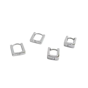 Classic Geometric Hollow Square 925 Sterling Silver Hoop Earrings