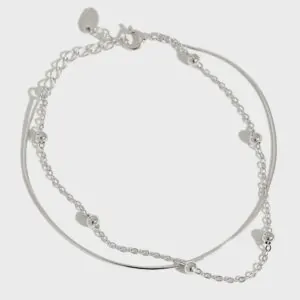 Double Layer Beads 925 Sterling Silver Bracelet