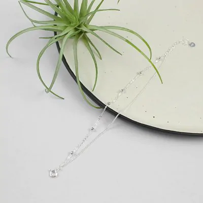 Double Layer Bead Chain 925 Sterling Silver Bracelet