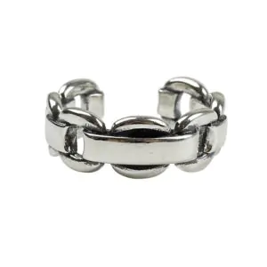 Vintage Geometric Box Chain 925 Sterling Silver Adjustable Ring