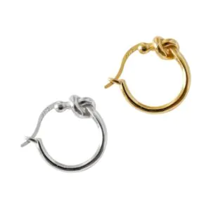 Honey Moon Love Heart Knot Circle 925 Sterling Silver Hoop Earrings