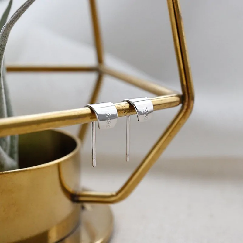 Mini C Shape Curve 925 Sterling Silver Stud Earrings - Image 4