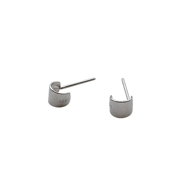Mini C Shape Curve 925 Sterling Silver Stud Earrings