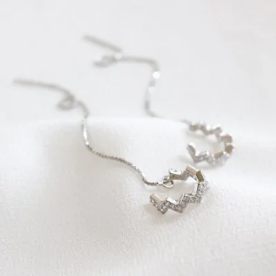 Elegant Wave Circle Tassles 925 Sterling Silver Non-Pierced Earrings - Image 2