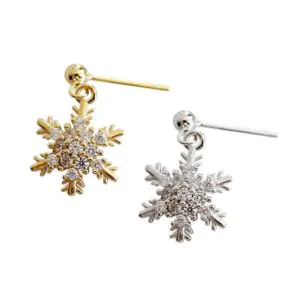 CZ Snowflake 925 Sterling Silver Dangling Earrings