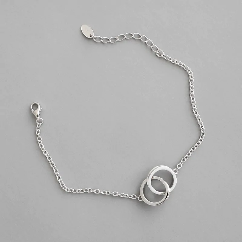 Double Loops Curb Chain 925 Sterling Silver Bracelet