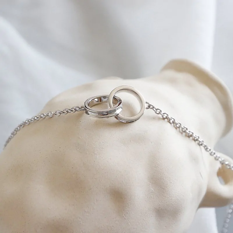 Double Loops Curb Chain 925 Sterling Silver Bracelet - Image 3