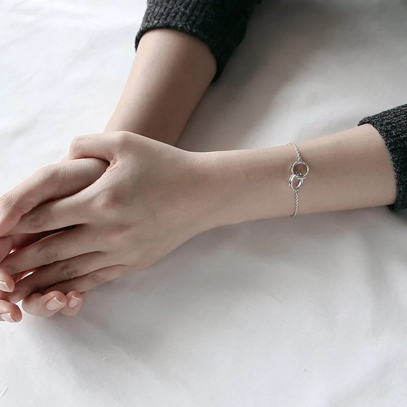 Double Loops Curb Chain 925 Sterling Silver Bracelet - Image 5