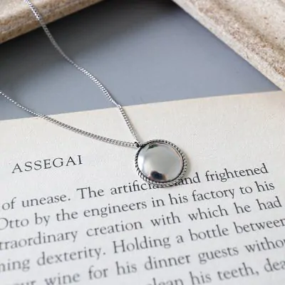 Geometric Twisted Round 925 Sterling Silver Necklace - Image 2