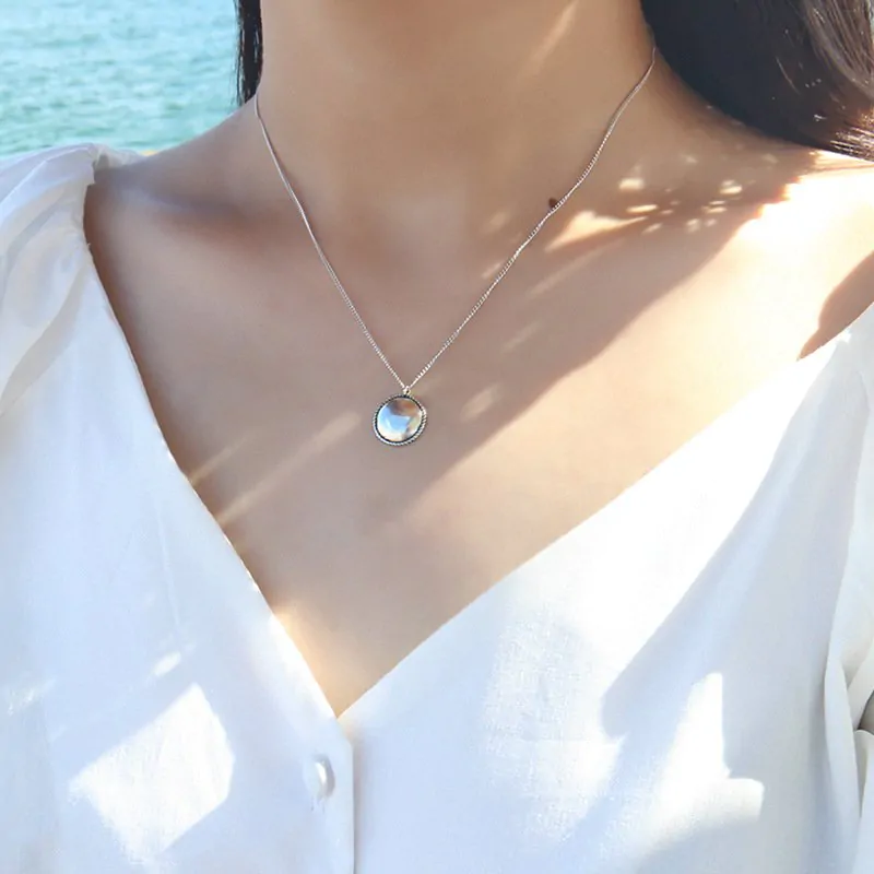 Geometric Twisted Round 925 Sterling Silver Necklace - Image 3