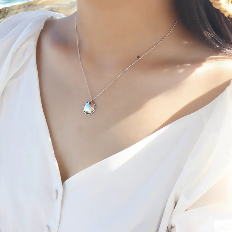 Geometric Twisted Round 925 Sterling Silver Necklace - Image 5