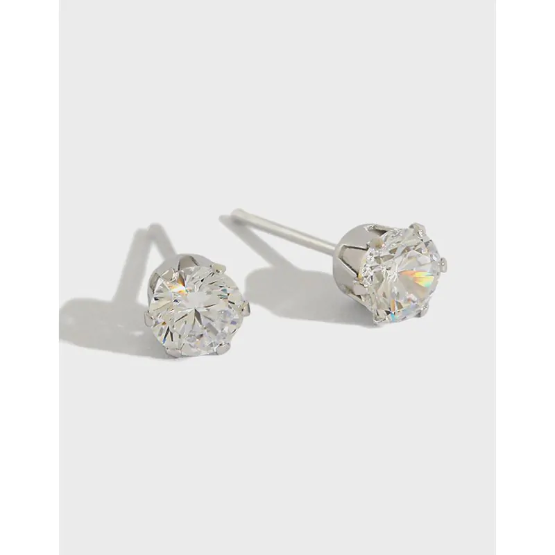 Round CZ 925 Sterling Silver Stud Earrings
