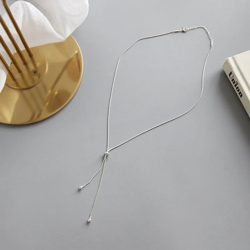 Snake Chain Beads Adjustable 925 Sterling Silver Necklace - Image 2