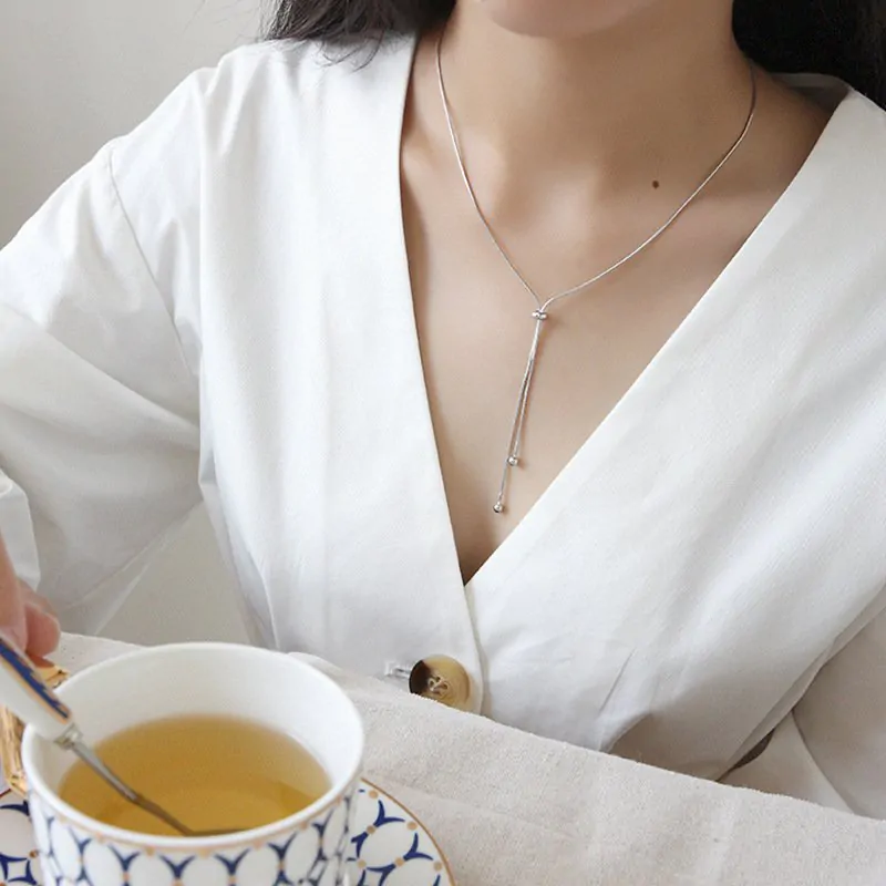 Snake Chain Beads Adjustable 925 Sterling Silver Necklace - Image 5