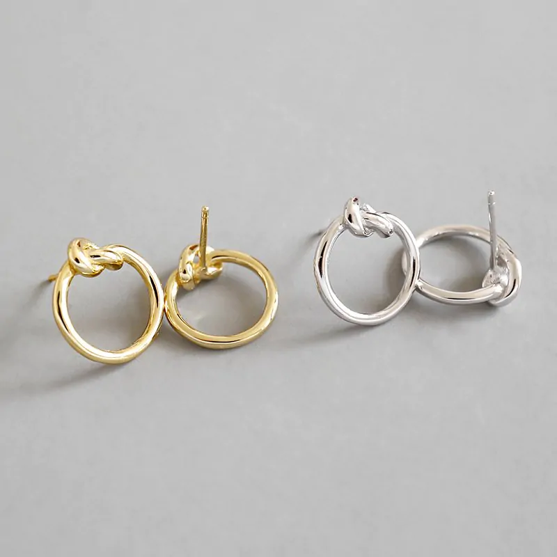 Knot Circle 925 Sterling Silver Stud Earrings - Image 5