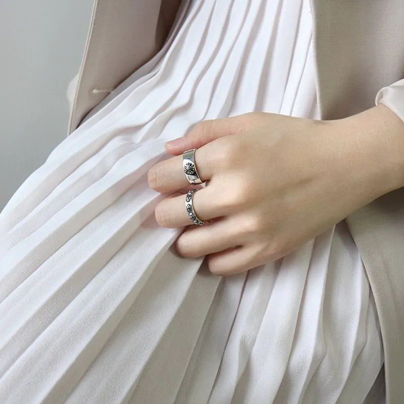 Vintage Flowers 925 Sterling Silver Adjustable Ring - Image 3