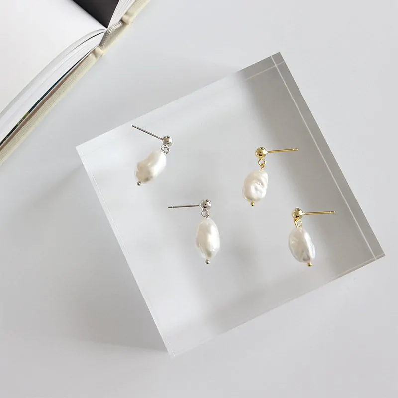 Elegant Oval Natural Pearls 925 Sterling Silver Dangling Earrings - Image 2