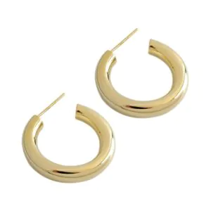 Letter C Shape 925 Sterling Silver Hoop Earrings