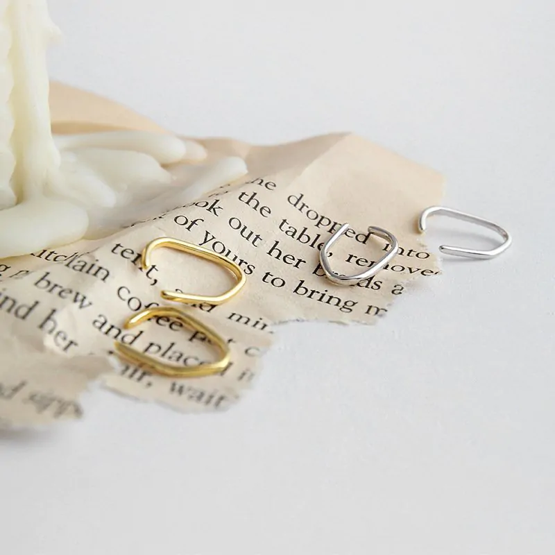 Minimalist Lines 925 Sterling Silver Non-Pierced Earrings - Image 2