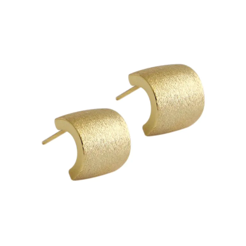 Geometric Smi Circle 925 Sterling Silver Stud Earrings