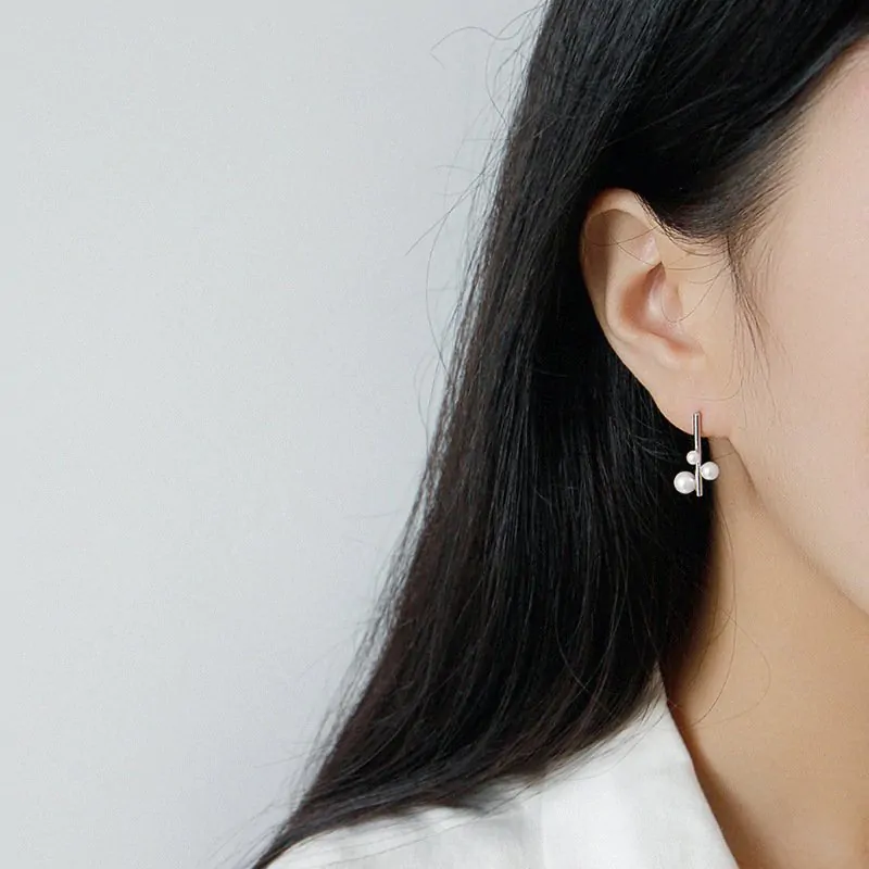 Shell Pearls Chandelie 925 Sterling Silver Stud Earrings - Image 3