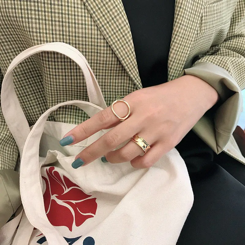 Geometric Hollow Circle 925 Sterling Silver Adjustable Ring - Image 3