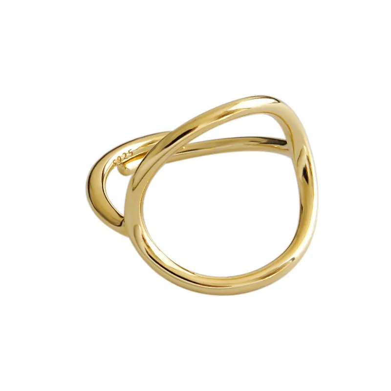Geometric Hollow Circle 925 Sterling Silver Adjustable Ring