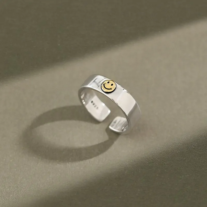 Vintage Smile Face 925 Sterling Silver Adjustable Ring - Image 4