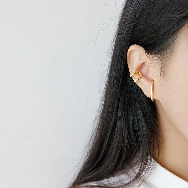 Letter C Shape 925 Sterling Silver Stud Earrings - Image 3