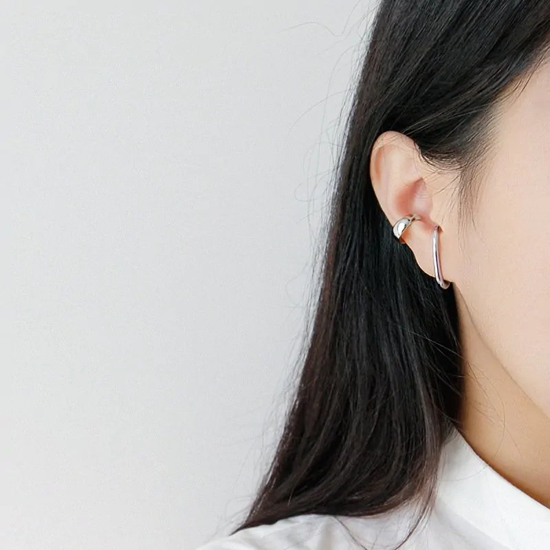 Letter C Shape 925 Sterling Silver Stud Earrings - Image 4