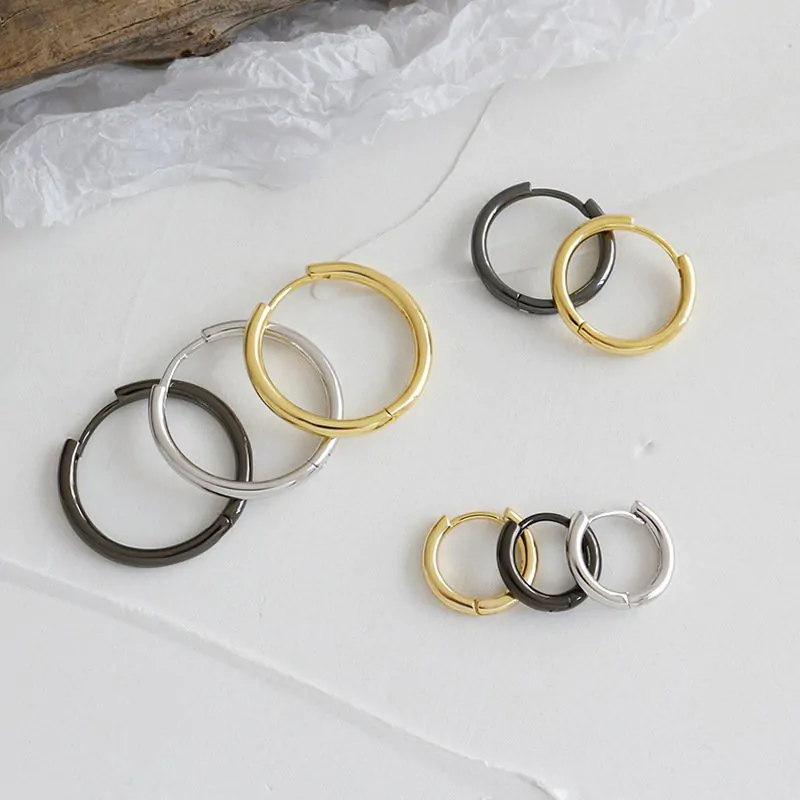 Minimalist Tiny Circle 925 Sterling Silver Huggie Hoop Earrings - Image 4