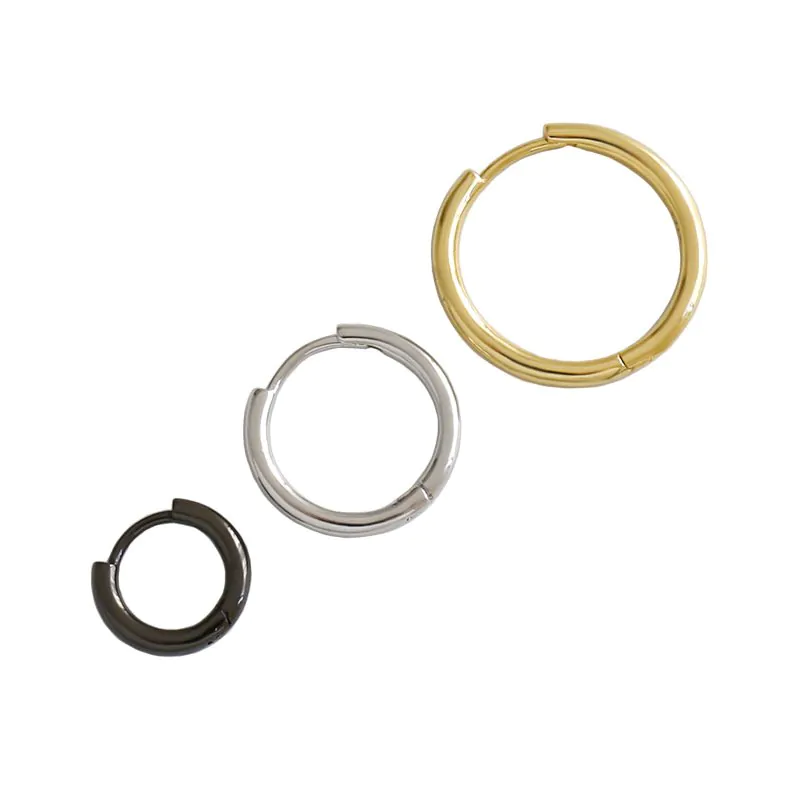 Minimalist Tiny Circle 925 Sterling Silver Huggie Hoop Earrings