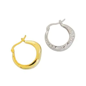 Geometric Irregular Circle 925 Sterling Silver Hoop Earrings