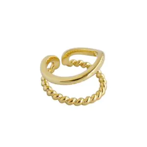 Double Layer Twisted 925 Sterling Silver Adjustable Ring