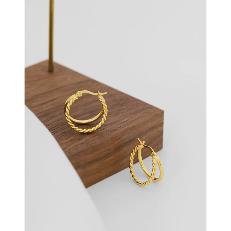 Double Layers Twisted 925 Sterling Silver Hoop Earrings - Image 4