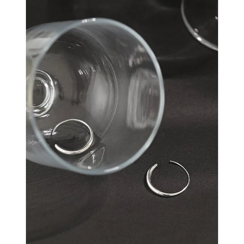 O Shape Simple 925 Sterling Silver Hoop Earrings - Image 3