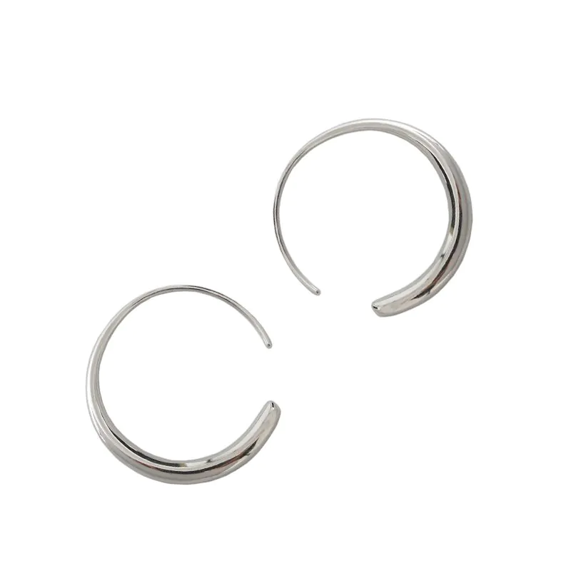 O Shape Simple 925 Sterling Silver Hoop Earrings