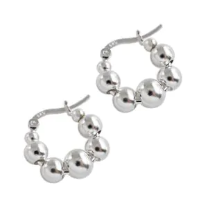 Bubbles Beads 925 Sterling Silver Hoop Earrings