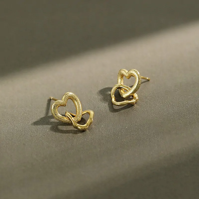 Girl Hollow Heart in Heart 925 Sterling Silver Dangling Earrings - Image 5