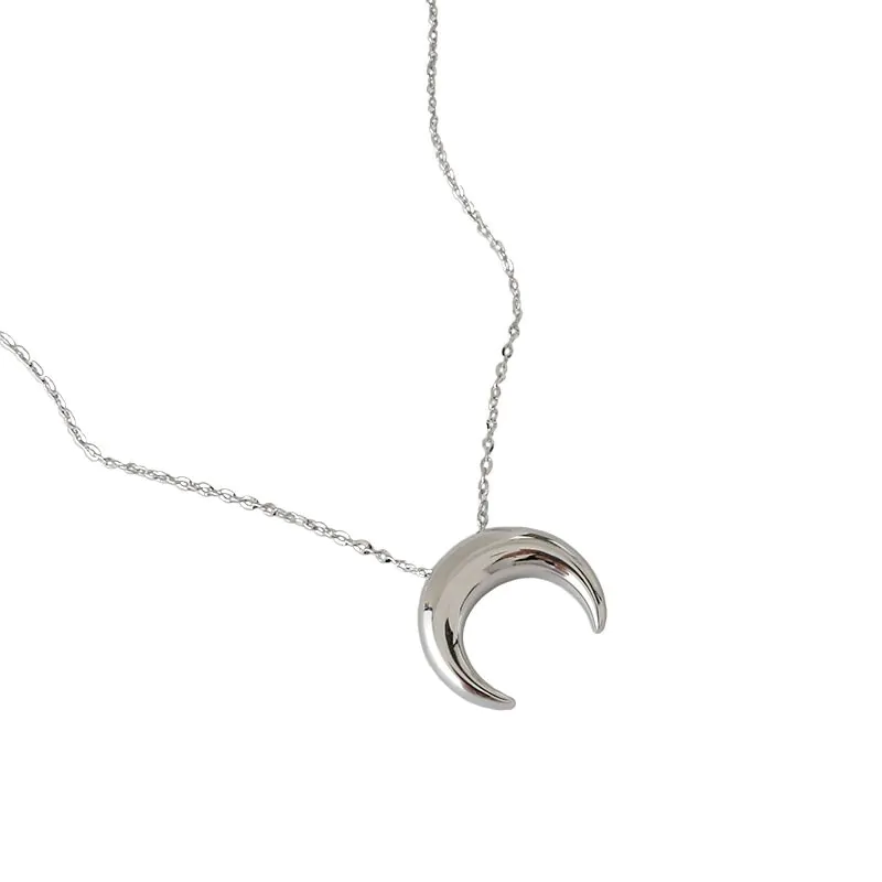 Crescent Moon 925 Sterling Silver Necklace