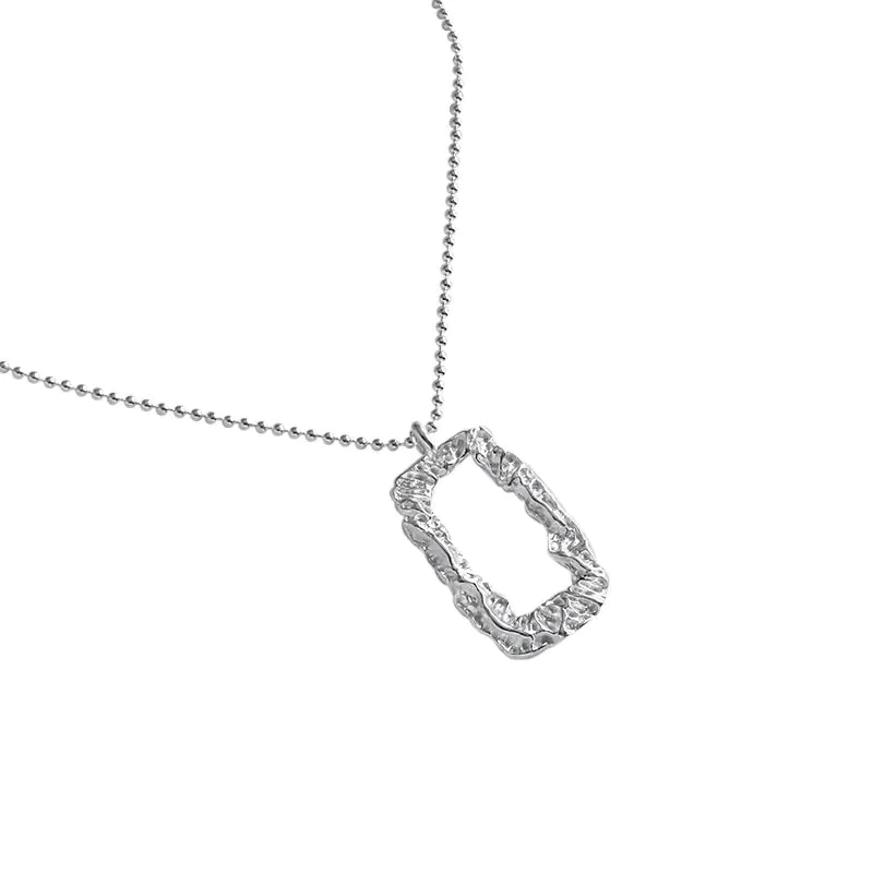 Geometric Hollow Rectangle 925 Sterling Silver Necklace