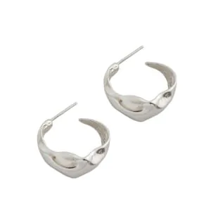 Irregular C Shape 925 Sterling Silver Hoop Earrings