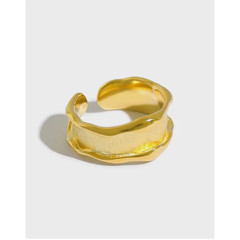 Wide Wave 925 Sterling Silver Adjustable Ring - Image 5