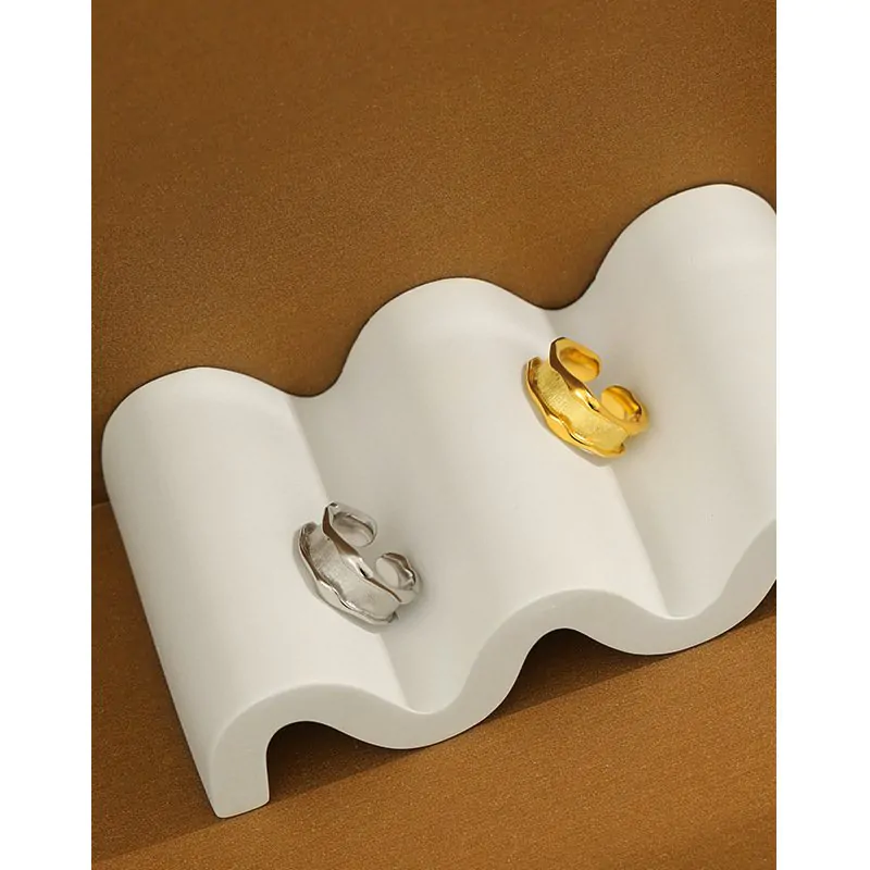 Wide Wave 925 Sterling Silver Adjustable Ring - Image 2