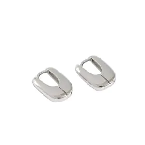 Mini Geometric Ellips 925 Sterling Silver Hoop Earrings