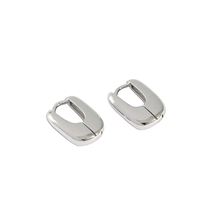 Mini Geometric Ellips 925 Sterling Silver Hoop Earrings