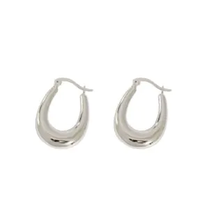 Classic Letter U Shape 925 Sterling Silver Hoop Earrings