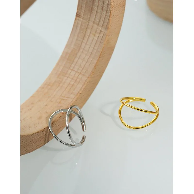 Double Layers Open 925 Sterling Silver Adjustable Ring - Image 5