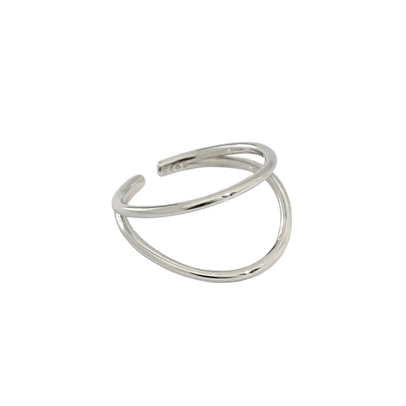 Double Layers Open 925 Sterling Silver Adjustable Ring